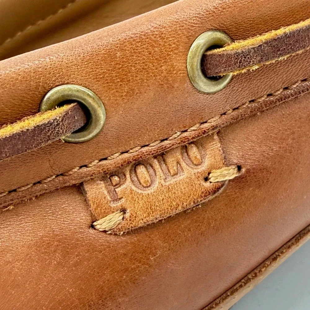 Polo Ralph Lauren Roberts Driving Loafers Mens 11D Tan Brown Leather Slip On